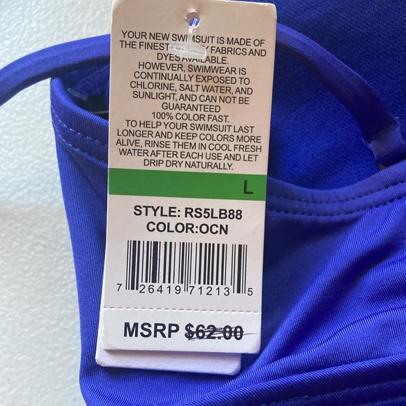 Vivid blue Tankini new with tags. By Kenneth Cole. Size Lg. - Picture 4 of 5